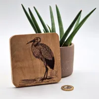 Vogelbild Weißstorch | 10 × 10 cm | Wanddeko Holz | Kleines Wandbild