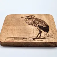 Vogelbild Weißstorch | 10 × 10 cm | Wanddeko Holz | Kleines Wandbild