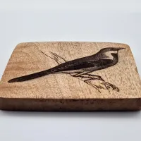 Dickzissel Vogelbild – Auf Mangoholz · 10 × 10 cm