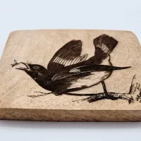American Redstart Wall Art – On mango wood · 10 × 10 cm