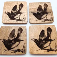 American Redstart Wall Art – On mango wood · 10 × 10 cm