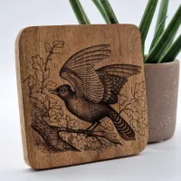 Blauhäher Vogelbild – Auf Mangoholz · 10 × 10 cm