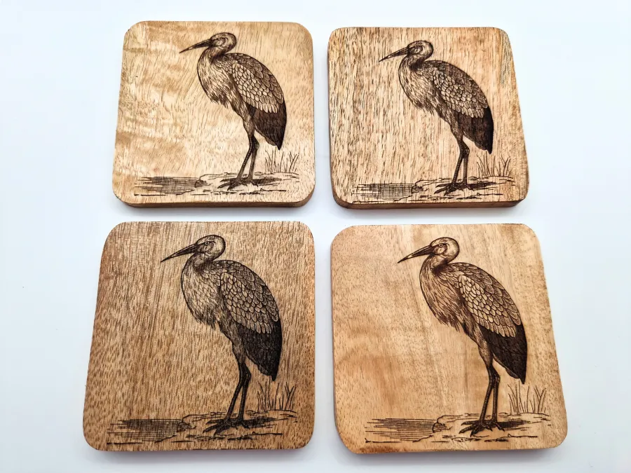 Vogelbild Weißstorch | 10 × 10 cm | Wanddeko Holz | Kleines Wandbild