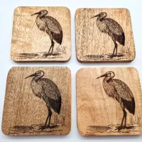 Vogelbild Weißstorch | 10 × 10 cm | Wanddeko Holz | Kleines Wandbild